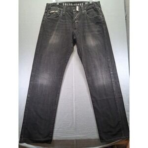 Guess Jeans Regal Men Straight Legs Black Washed Size 34 2 Zip Pockets